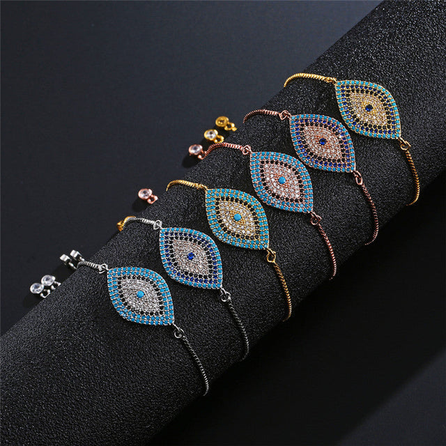 Copper Eye of Evil Rhinestone Inlay Women's Minimalist Fashion Casual Bracelet
