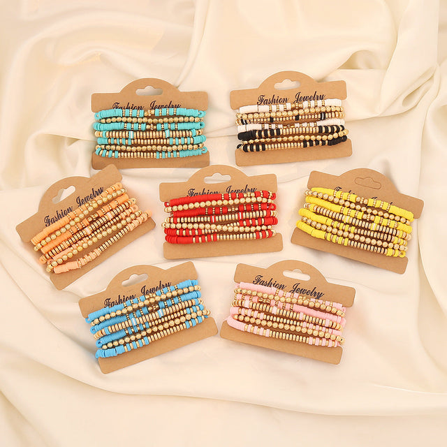 Bohemian Style Polymer Clay Beaded Bracelet for Women with Handmade Craftsmanship