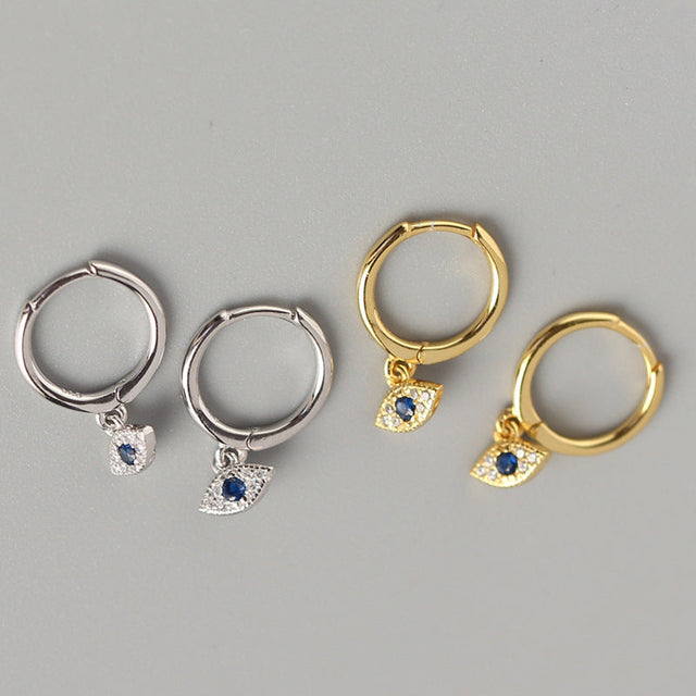 Unique 925 Sterling Silver Eye Rhinestone Inlay Earrings for Women