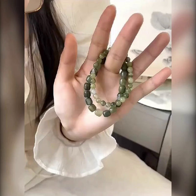 Geometric Handmade Bracelet for Women with Synthetic Stone Accents, Fashionable and Versatile Chinese-Inspired Wristband