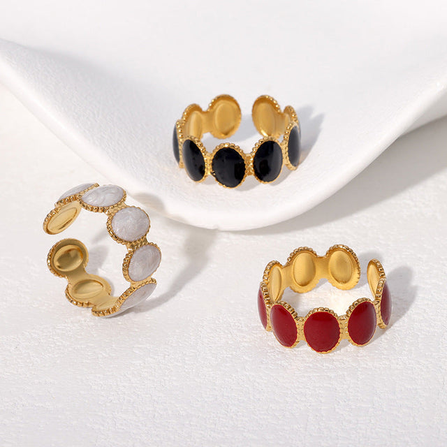 Minimalist Crown-Shaped Titanium Steel Adjustable Open Ring for Women with Plated Finish