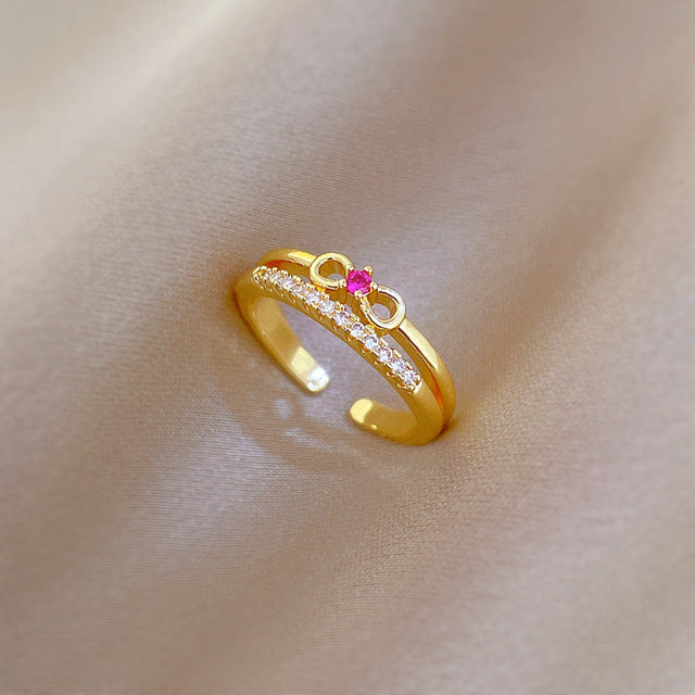 Minimalist Butterfly Knot Opening Ring for Women in Brass with Gold Plating