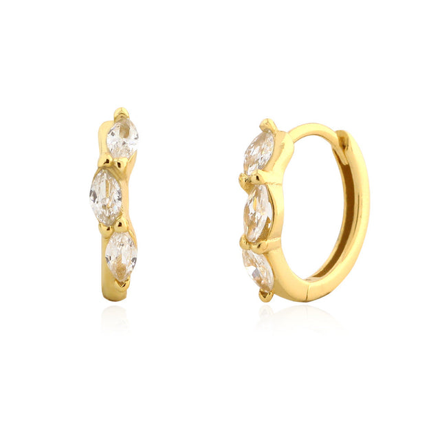 Fashionable Geometric S925 Sterling Silver Ear Cuffs with Marquise Zirconia for Women