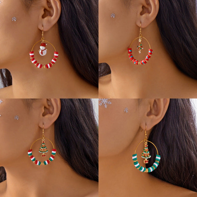 Christmas-Themed Bell Pendant Hoop Earrings in Alloy with Electroplated Finish for Festive Holiday Gifting