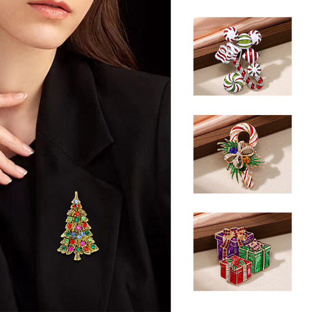 Creative Cartoon Character Brooch for Christmas Gifts Alloy Pin with Plated Finish Unisex Holiday Accessory