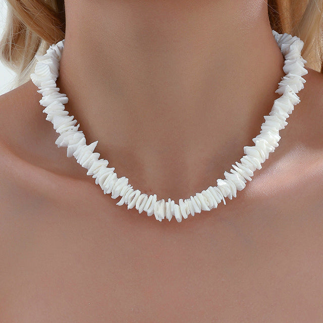 Minimalist Irregular Geometric Shell Necklace for Women with Adjustable Chain