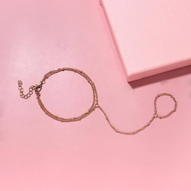 Minimalist Geometric Alloy Chain Bracelet for Women - Elegant Layered Beaded Anklet Jewelry for Travel Souvenir, Exhibition, Promotion, Employee Gift, Anniversary, Business Gift, Opening Ceremony