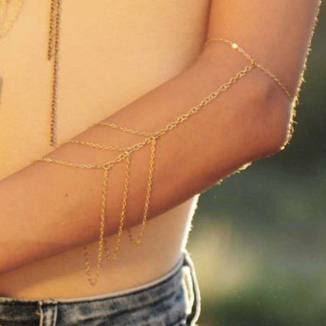 Fringe Bracelet Arm Cuff for Women Multi Layer Boho Style Fashion Jewelry Accessory