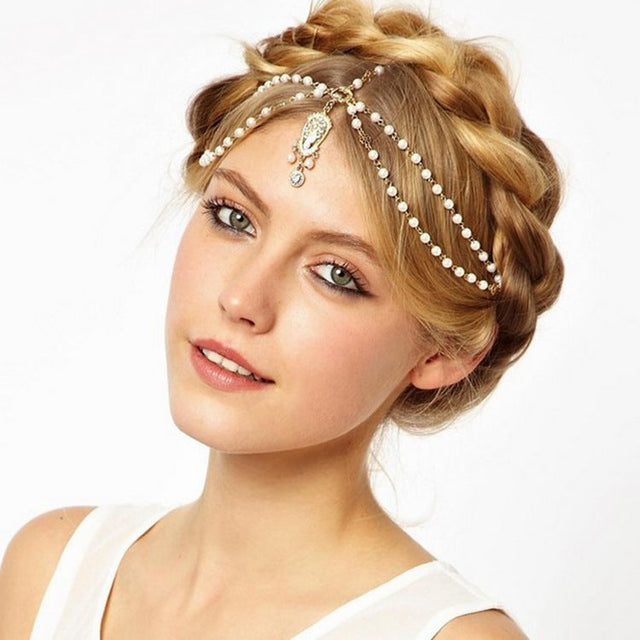 Bohemian Rhinestone Head Chain Women Alloy Geometric Hair Accessory