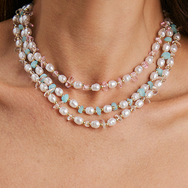 Boho-Inspired Irregular Geometric Shape Imitation Pearl Clavicle Necklace for Women