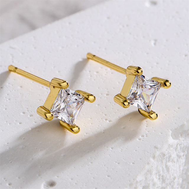 Butterfly-Shaped Geometric Stud Earrings for Women in Copper with 18K Gold Plating and Zircon Inlay