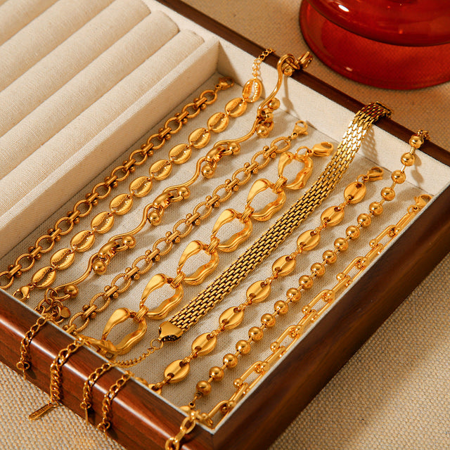 18K Gold Plated Stainless Steel Geometric Bracelet for Women