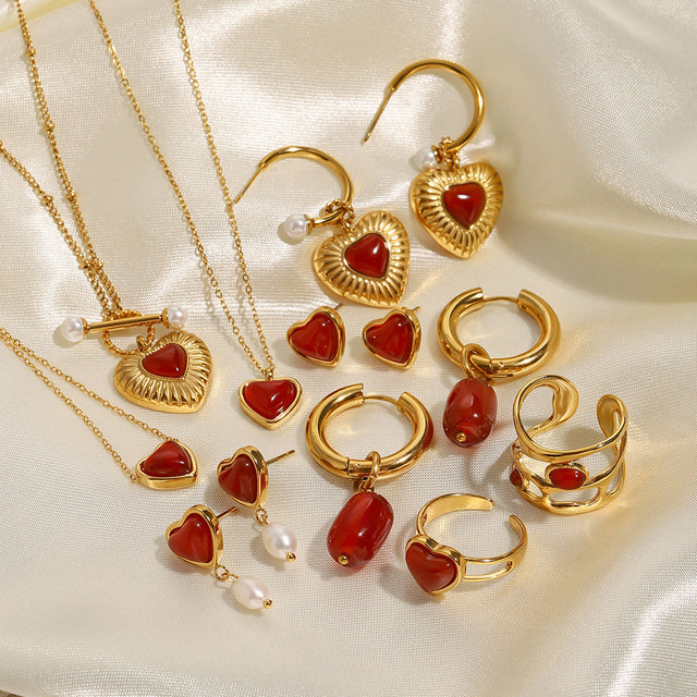 European American 18K Gold Plated Stainless Steel Heart Pendant Necklace for Women