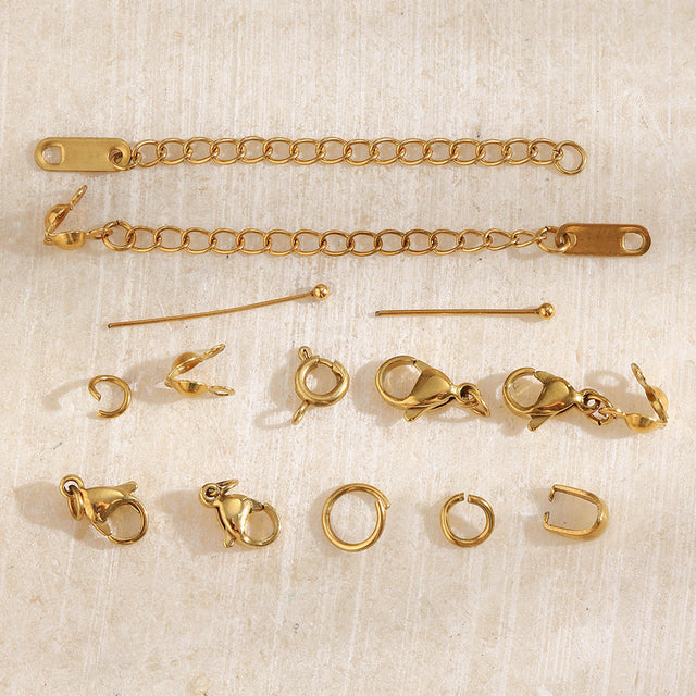 18K Gold Plated Stainless Steel Geometric DIY Charm Bar Lobster Clasp End Chain