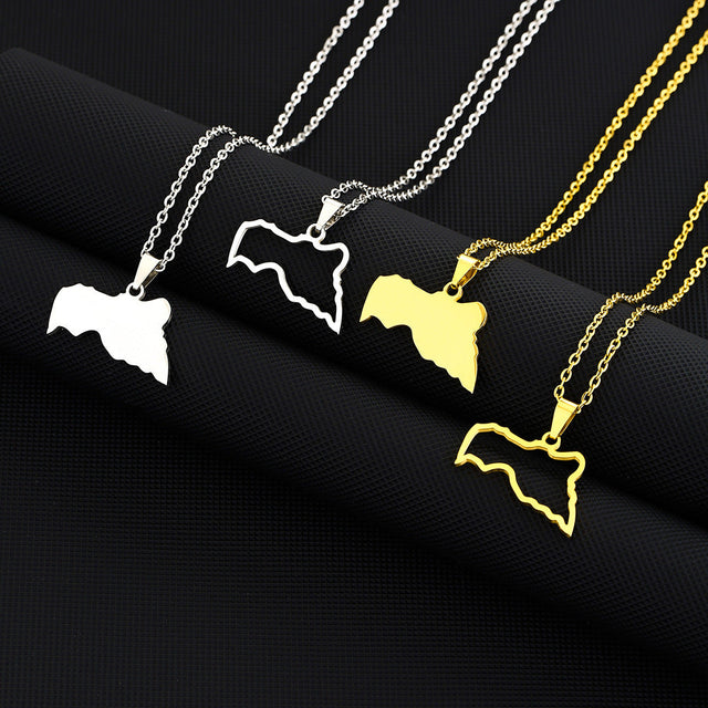 Ethnic Geometric Stainless Steel Pendant Necklace with Titanium Steel Charm and Plated Finish on O-Chain