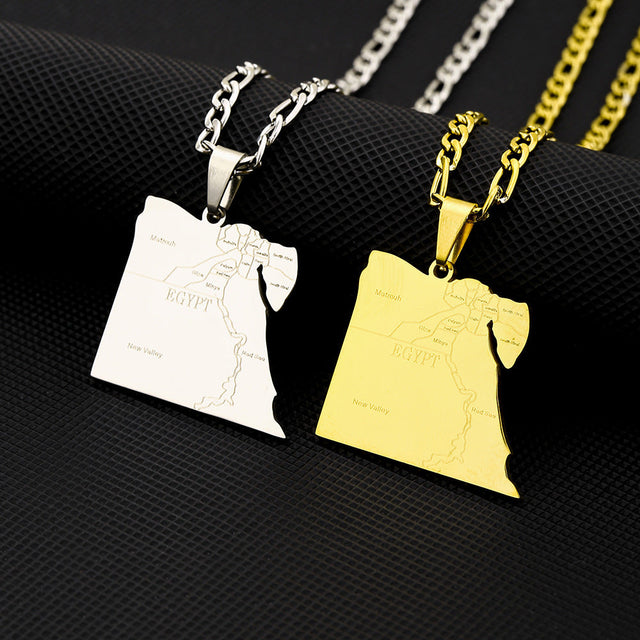 Ethnic Geometric Stainless Steel Pendant Necklace with Titanium Steel Charm and Plated Finish on O-Chain