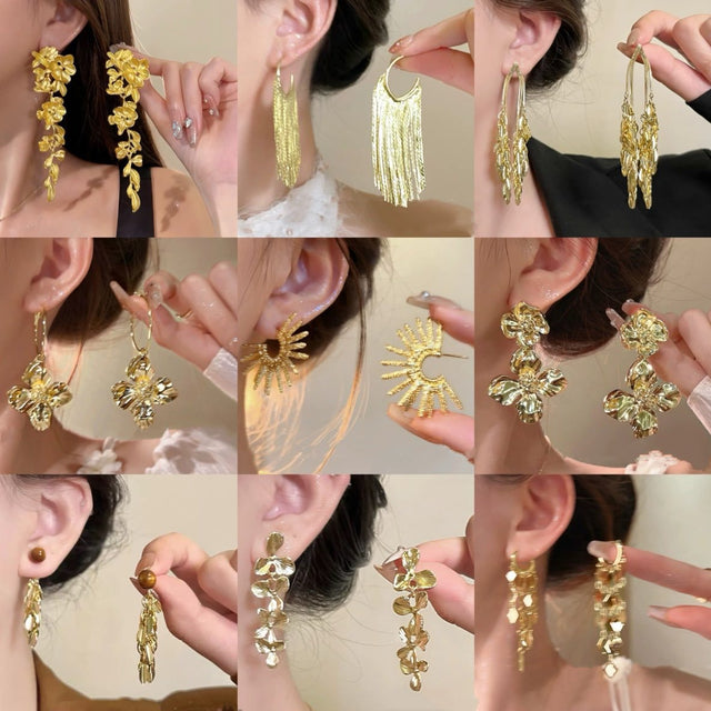 Chic Floral Tassel Stud Earrings for Women with 925 Sterling Silver Posts and Plated Copper Base