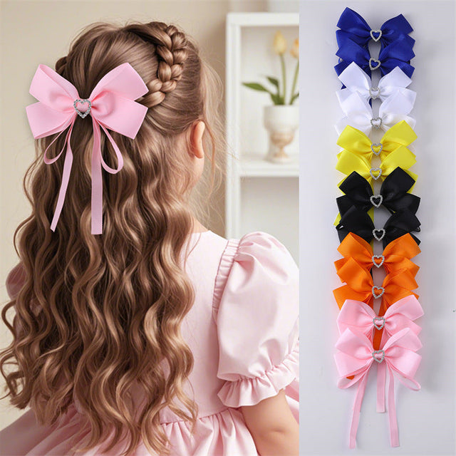 Ballet-Inspired Girl Hair Clip with Bow Shape Fabric Material for Braiding Double Ponytail Styling Natural Style Children's Duckbill Hairpin