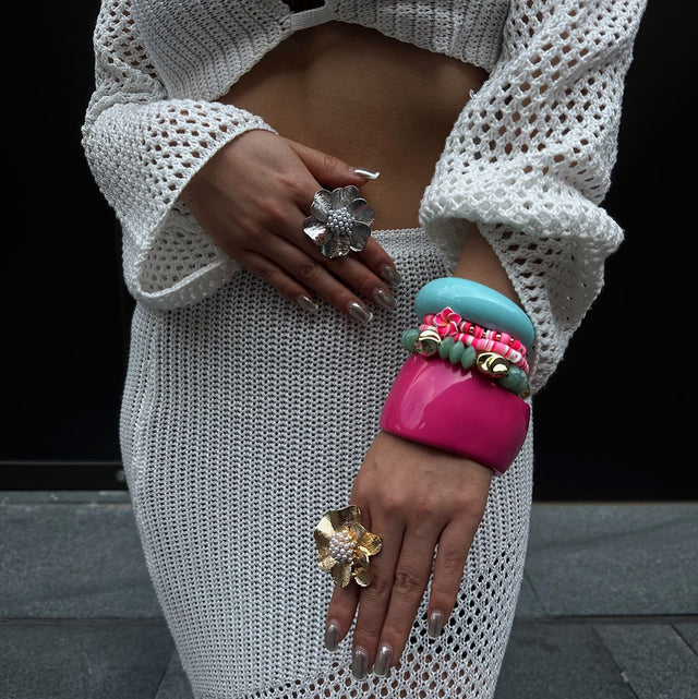 Bohemian Casual Floral Resin Plated Bracelet