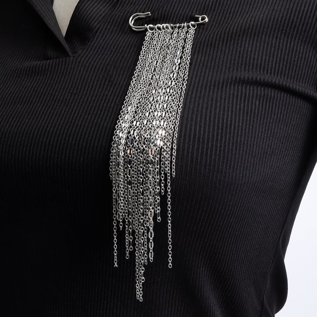 Elegant Business Geometric Alloy Plated Tassel Brooch for Women