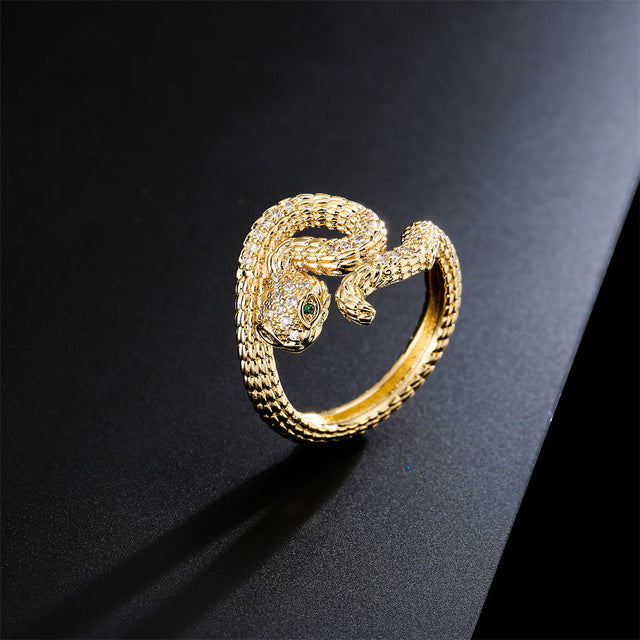 Bohemian Vintage Twisted Snake Ring in Copper with 18K Gold Plating Geometric Design