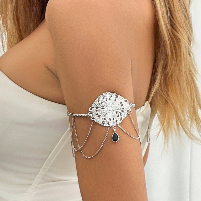 Bohemian Ethnic Coin Tassel Arm Chain for Women Made of Metal with Plated Finish