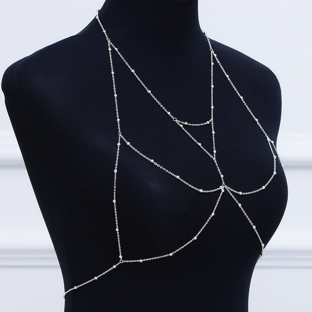 Fashion Geometric Body Chain for Women Alloy Plated Bikini Jewelry