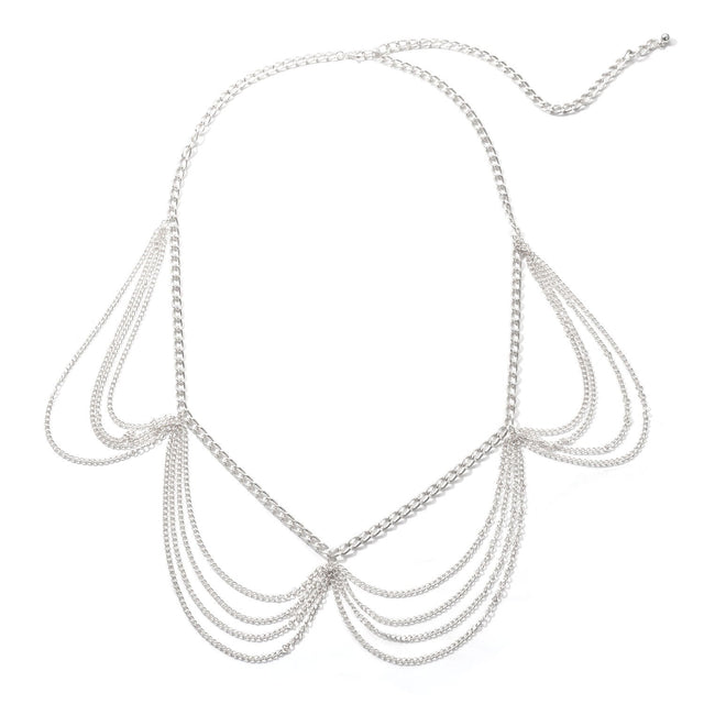 Bohemian Metal Body Chain for Women Vintage Punk Waist Chain with Geometric Clasp