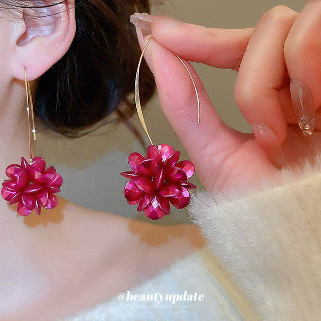 Chic Floral Pearl-Style Dangle Earrings for Women with Plated Steel Hooks Elegant Minimalist Fashion Jewelry