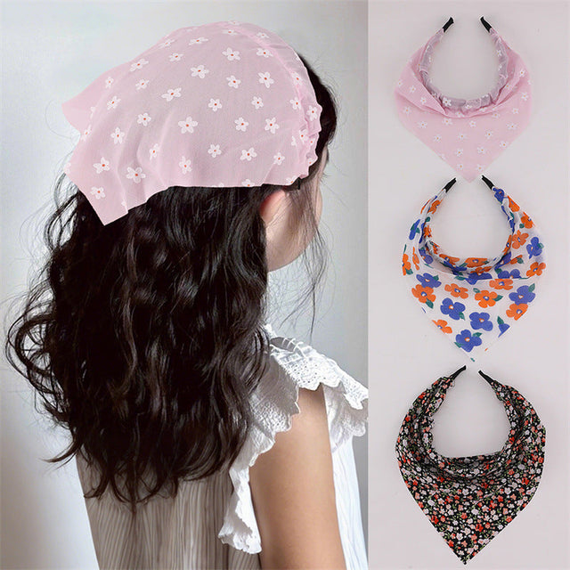 Boho Style Children's Wide Headband with Butterfly Print and Lace Trim in Candy Colors Fabric Hair Accessory