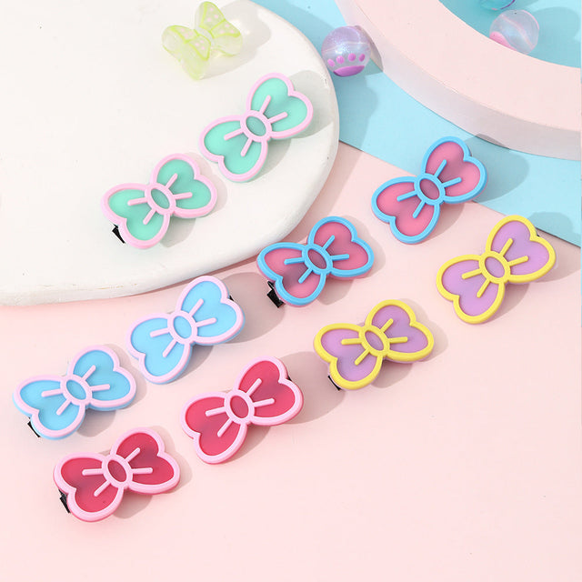 Cartoon Butterfly Bow Hair Clips Set for Kids Handmade Resin Hair Accessories with Mixed Designs
