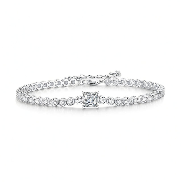 18K Gold Plated 925 Sterling Silver Square Geometric Moissanite Bracelet