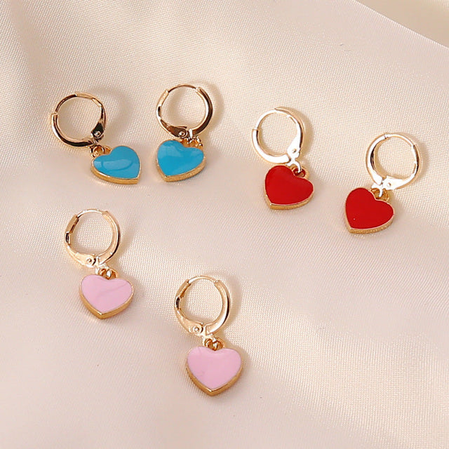 Minimalist Elegant Heart Drip Oil Alloy Stud Earrings for Women
