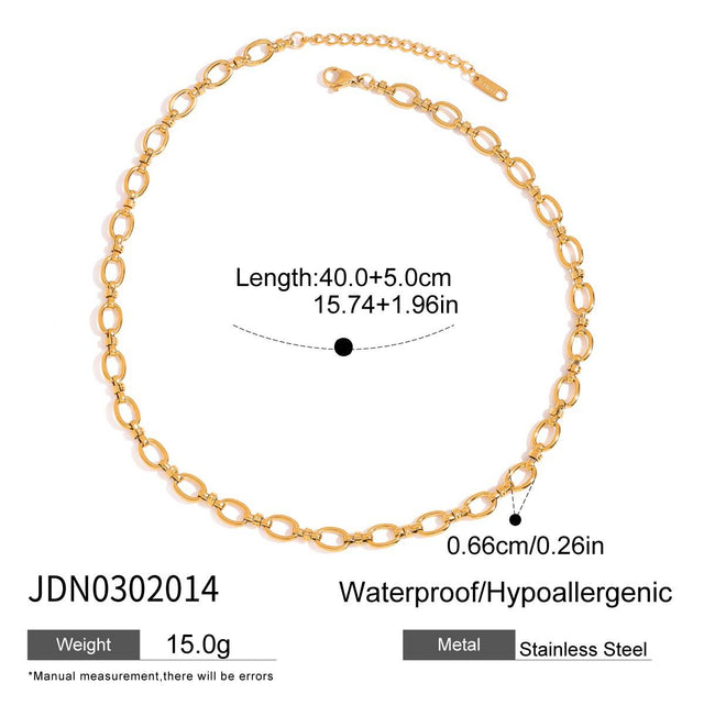 Elegant 18K Gold Plated Geometric Stainless Steel Necklace with Titanium Steel Pendant for Women