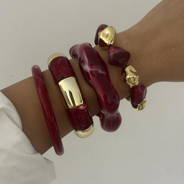 Geometric Gradient Drip Oil Acrylic Resin Bracelet