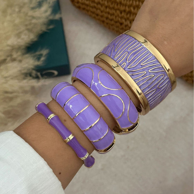 Bohemian Colorful Drip Oil Plated Alloy Geometric Open Elastic Bangle