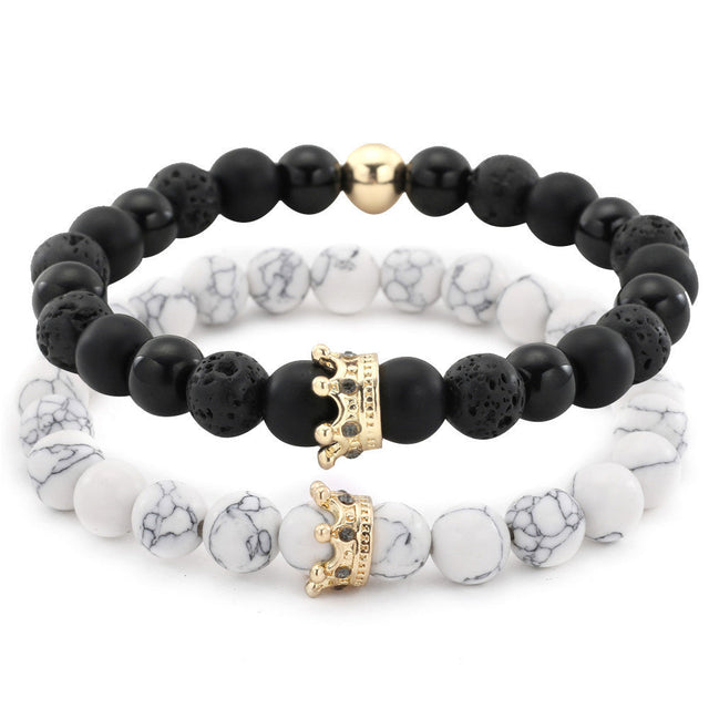 Casual Crown Shape Alloy Inlay Rhinestone Bracelet Set for Unisex